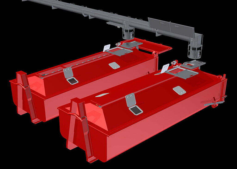 Self-levelling skip bins render