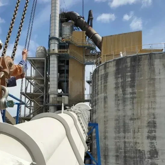 Air supported belt conveyor cement install.